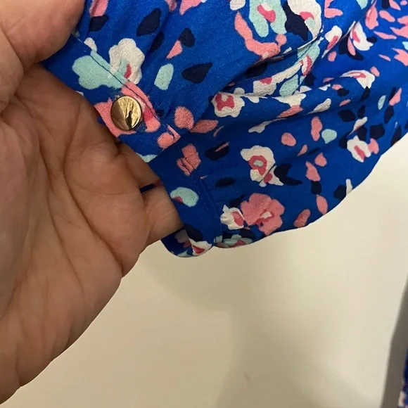 New Talbots Blue and Pink Floral Long Sleeve Dress Size XL - Picture 12 of 12